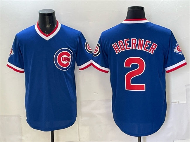 Chicago Cubs #2 Nico Hoerner Royal Fotopoulosg 150th Anniversary Throwback Vapor Limited Stitched Jersey