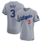 Los Angeles Dodgers #3 Edwin D¨ªaz Player Gray Fotopoulosg Limited Elite Home Stitched Jerseys