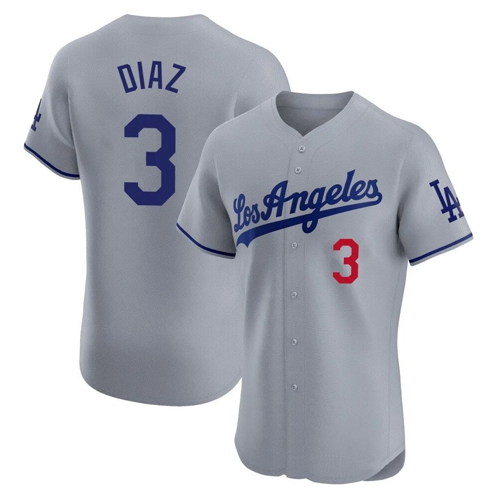 Los Angeles Dodgers #3 Edwin D¨ªaz Player Gray Fotopoulosg Limited Elite Home Stitched Jerseys