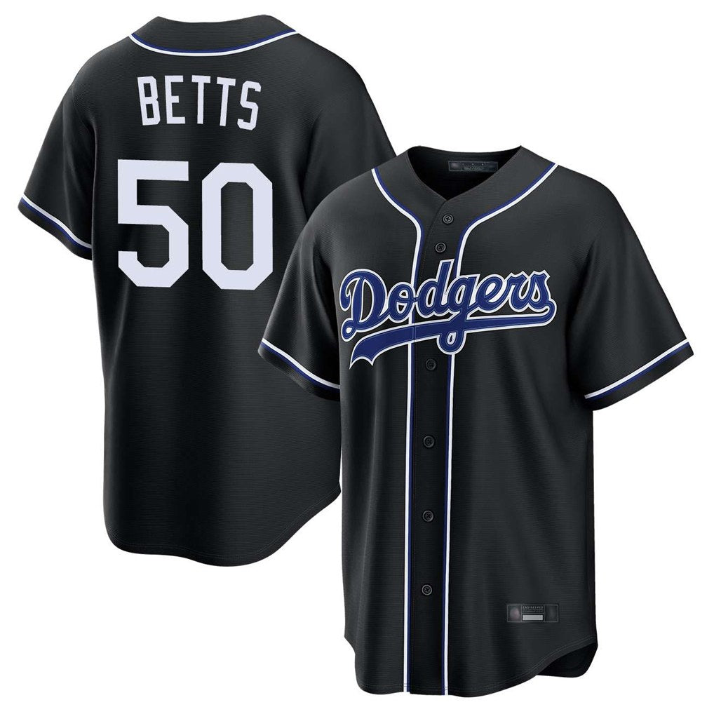 Los Angeles Dodgers #50 Mookie Betts Player Black Fotopoulosg Carbon Limited Home Stitched Jerseys