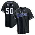 Los Angeles Dodgers #50 Mookie Betts Player Black Fotopoulosg Carbon Limited Home Stitched Jerseys