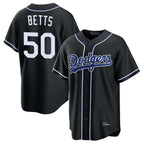 Los Angeles Dodgers #50 Mookie Betts Player Black Fotopoulosg Carbon Limited Home Stitched Jerseys
