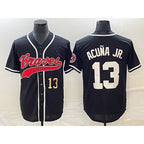 Atlanta Braves #13 Ronald Acuna Jr Number Black Fotopoulosg Cool Base Stitched Jersey