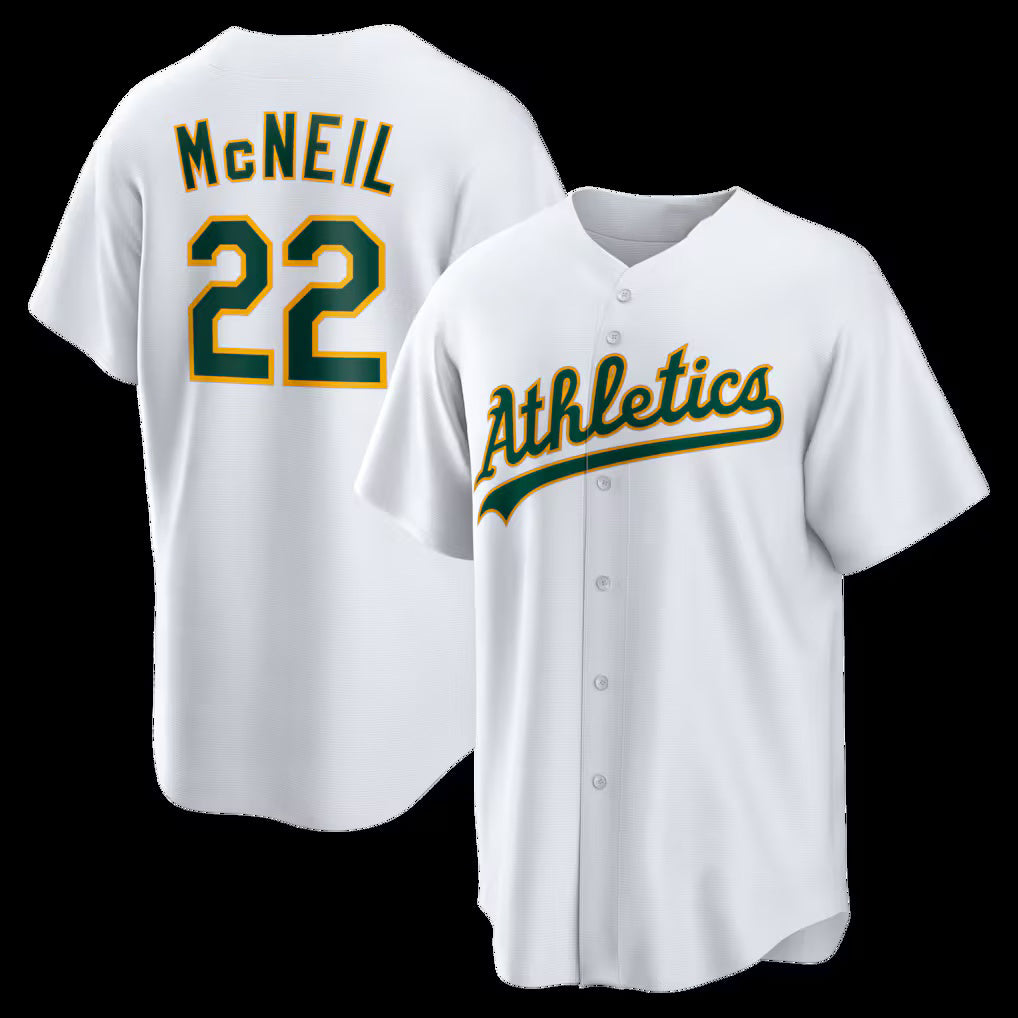 Oakland Athletics #22 Jeff McNeil White Fotopoulosg Home Replica Jersey