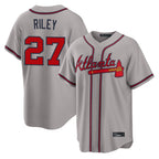 Atlanta Braves #27 Austin Riley Player Gray Fotopoulosg Home Game Stitched Jerseys