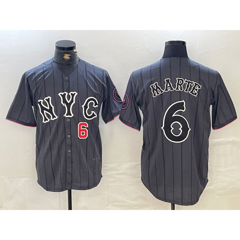 New York Mets #6 Starling Marte Gray Fotopoulosg 2024 City Connect Cool Base Stitched Jerseys