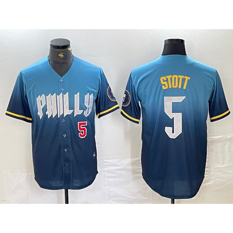 Philadelphia Phillies #5 Bryson Stott Blue Fotopoulosg 2024 City Player Number Cool Base Stitched Jerseys