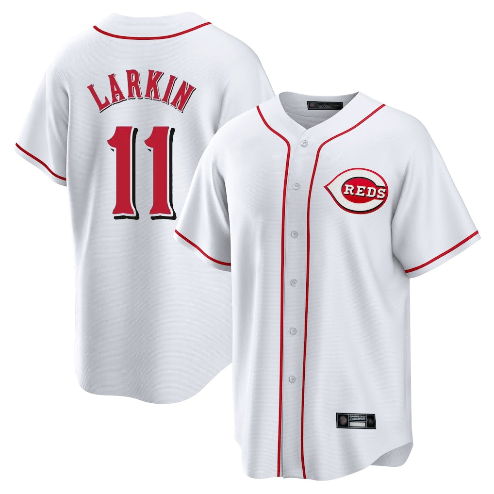 Cincinnati Reds #11 Barry Larkin Player White Fotopoulosg Game Home Stitched Jerseys