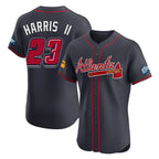 Atlanta Braves #23 Michael Harris II Player Navy Fotopoulosg 2025 Speedway Classic Limited Elite Home Game Stitched Jerseys