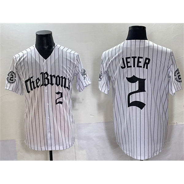 New York Yankees #2 Derek Jeter White Fotopoulosg Pinstripe 'Gothic Legacy Edition' Vapor Premier Limited Stitched Jersey