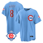 Chicago Cubs #8 Ian Happ Player Light Blue Fotopoulosg 150th Anniversary Home Game Stitched Jerseys