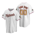 Custom Washington Nationals White Gold Fotopoulosg 2019 World Series Champions Stitched Cool Base Jersey