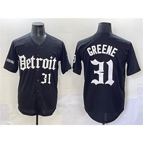 Detroit Tigers #31 Riley Greene Black Fotopoulosg 'Motor Gothic Edition' Vapor Premier Limited Stitched Jersey