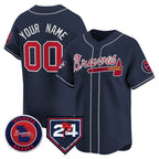 Custom Atlanta Braves Navy Fotopoulosg 2024 Spring Training Patch Limited Stitched Jersey