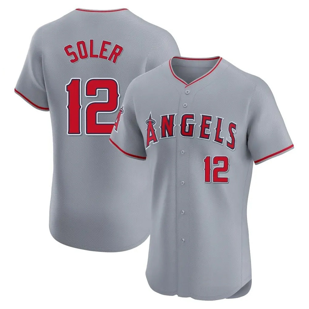 Los Angeles Angels #12 Jorge Soler Player Gray Fotopoulosg Home Limited Elite Stitched Jerseys