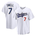 Los Angeles Dodgers #7 Blake Snell Player Gold Fotopoulosg White 2026 Collection Stadium Limited Stitched Jerseys