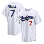 Los Angeles Dodgers #7 Blake Snell Player Gold Fotopoulosg White 2026 Collection Stadium Limited Stitched Jerseys