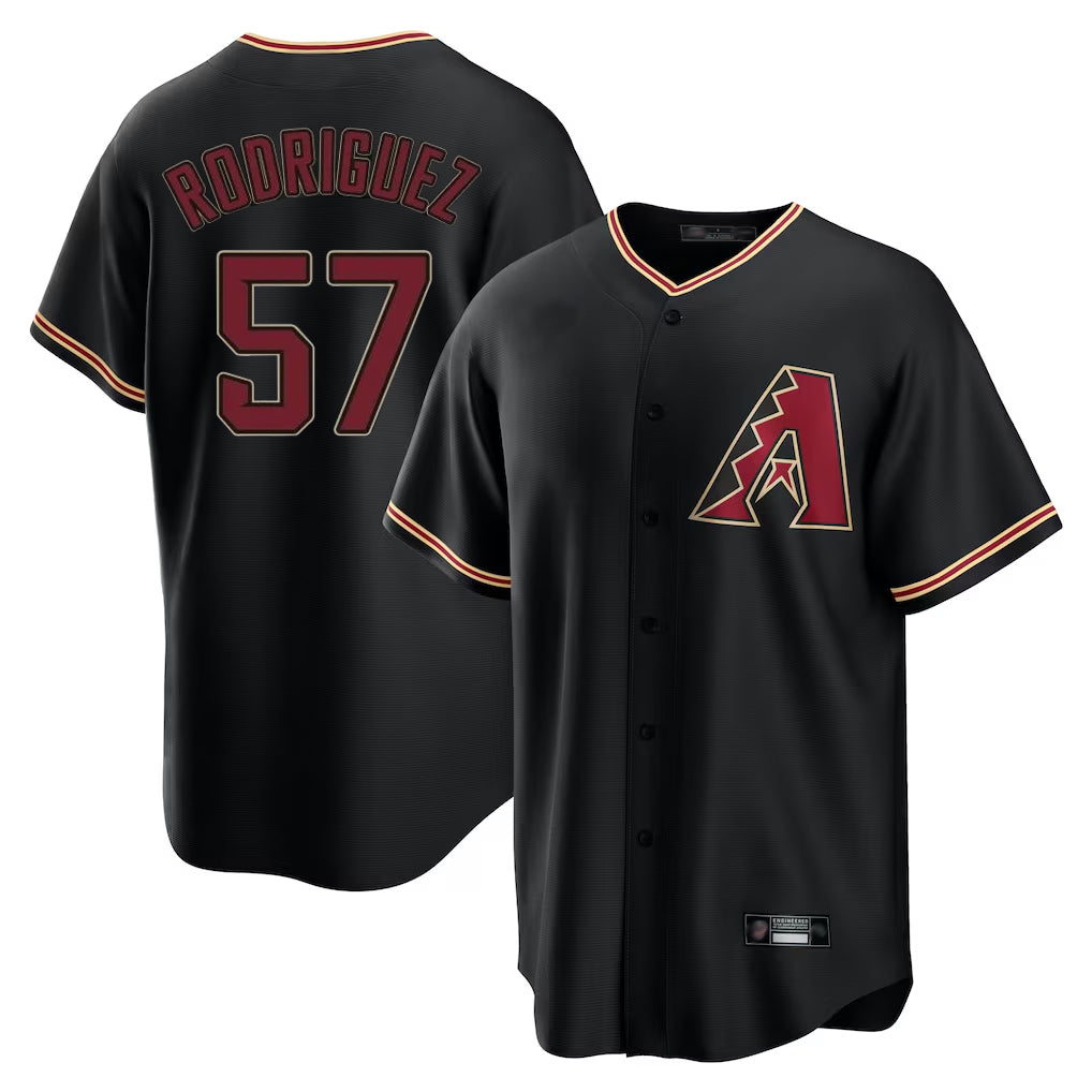 Arizona Diamondbacks #57 Eduardo Rodriguez Player Black Fotopoulosg Limited Home Stitched Jerseys