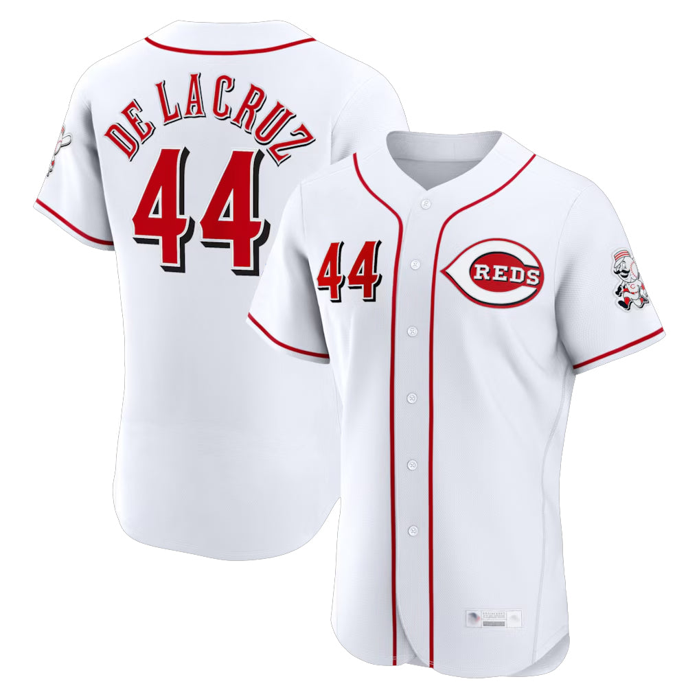 Cincinnati Reds #44 Elly De La Cruz Player White Fotopoulosg Limited Elite Home Stitched Jerseys