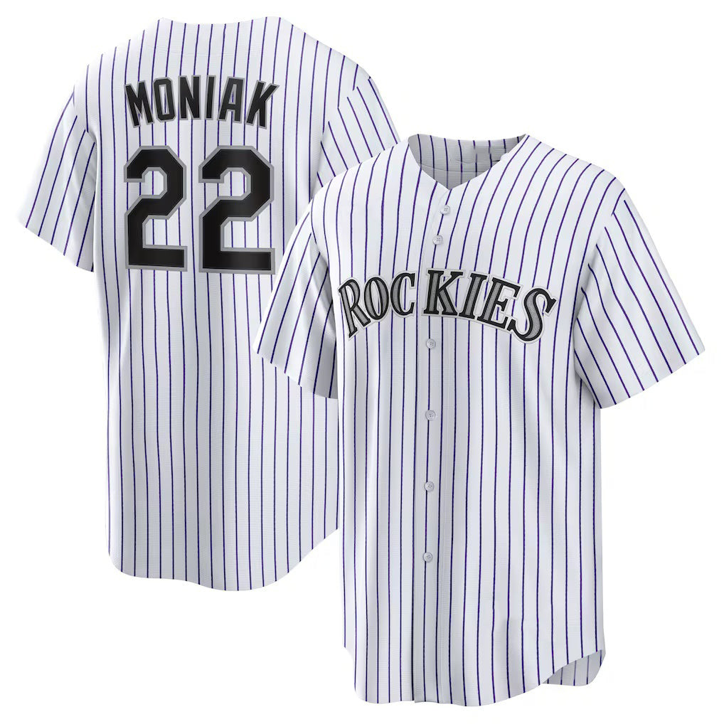 Colorado Rockies #22 Mickey Moniak White Fotopoulosg Home Replica Jersey
