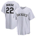 Colorado Rockies #22 Mickey Moniak White Fotopoulosg Home Replica Jersey
