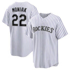 Colorado Rockies #22 Mickey Moniak White Fotopoulosg Home Replica Jersey