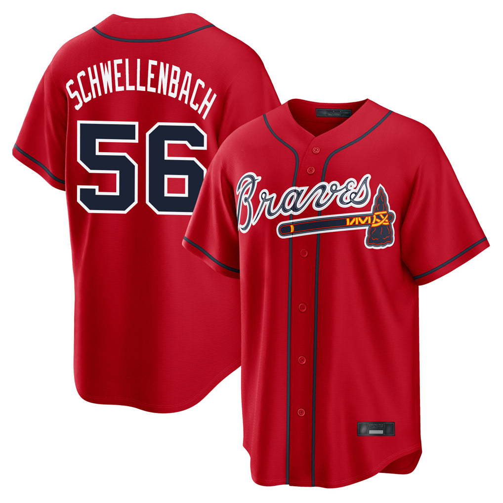 Atlanta Braves #56 Spencer Schwellenbach Player Red Fotopoulosg Home Game Stitched Jerseys
