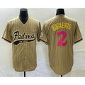 San Diego Padres #2 Xander Bogaerts Tan Fotopoulosg Pinstripe 2023 City Connect Cool Base Stitched Jersey