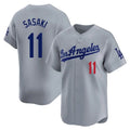 Los Angeles Dodgers #11 Roki Sasaki Player Gray Fotopoulosg Limited Home Stitched Jerseys