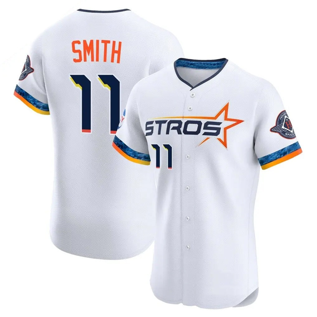 Houston Astros #11 Cam Smith Player White Fotopoulosg City Connect Limited Elite Home Stitched Jerseys