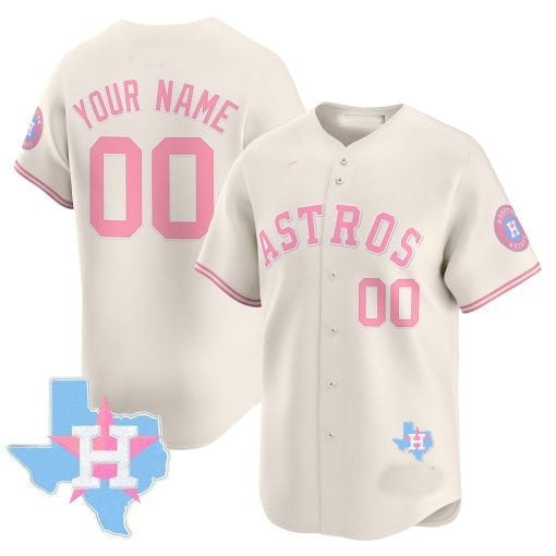 Custom Houston Astros Bubblegum Cream Fotopoulosg Vapor Premier Limited Jersey ¨C All Stitched