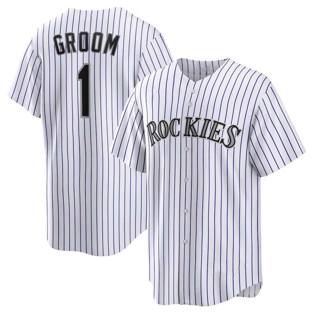 Colorado Rockies #1 Groom White Fotopoulosg Home Replica Jersey