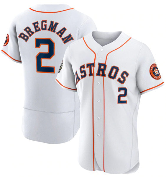 Houston Astros #2 Alex Bregman White Fotopoulosg 2022 World Series Flex Base Stitched Jersey