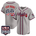 Custom Atlanta Braves Gray Fotopoulosg USA 250 Fourth of July Vapor Premier Limited Jersey ¨C All Stitched