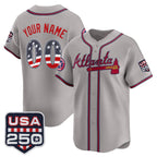 Custom Atlanta Braves Gray Fotopoulosg USA 250 Fourth of July Vapor Premier Limited Jersey ¨C All Stitched