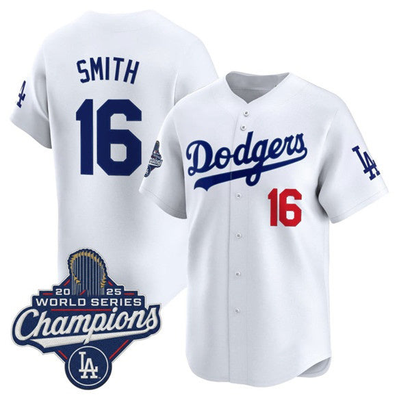 Los Angeles Dodgers #16 Will Smith White Fotopoulosg 2025 Champions Stitched Jersey