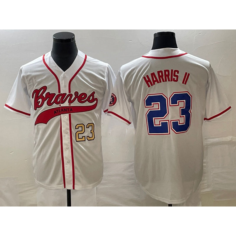 Atlanta Braves #23 Michael Harris II Number White Fotopoulosg Cool Base With Patch Stitched Jersey