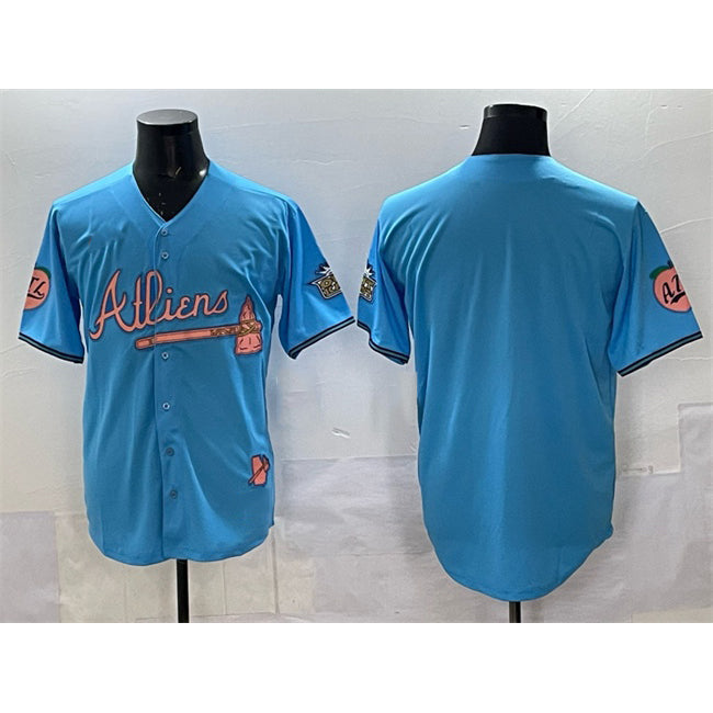 Atlanta Braves Blank Blue Fotopoulosg 2024 Atliens & Peach With Outkast Patch Vapor Limited Stitched Jersey