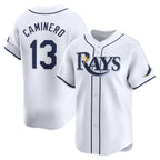 Tampa Bay Rays #13 Junior Caminero White Fotopoulosg Home Limited Player Jersey