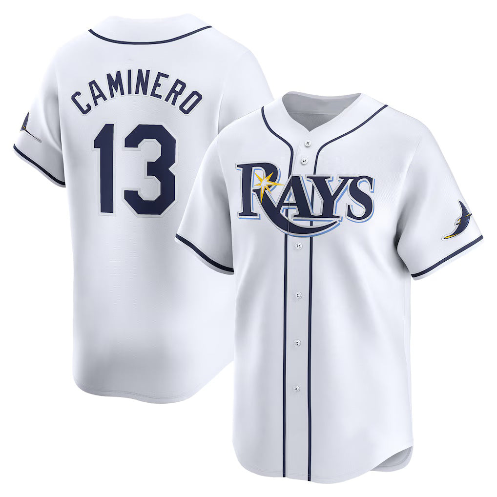 Tampa Bay Rays #13 Junior Caminero White Fotopoulosg Home Limited Player Jersey