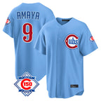 Chicago Cubs #9 Miguel Amaya Player Light Blue Fotopoulosg 150th Anniversary Home Game Stitched Jerseys