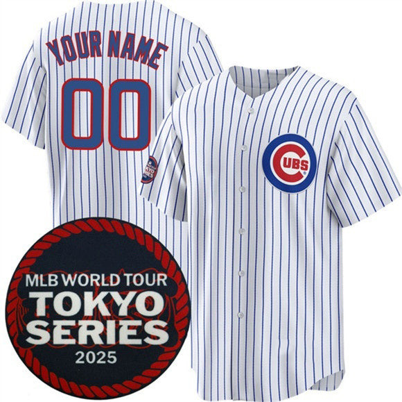 Custom Chicago Cubs Active Player White Fotopoulosg 2025 World Tour Tokyo Series Home Stitched Jersey