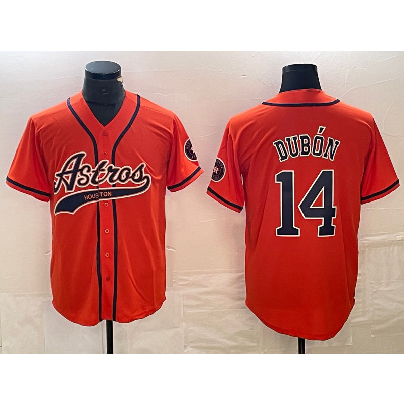 Houston Astros #14 Mauricio Dubon Orange Fotopoulosg With Patch Cool Base Stitched Jersey