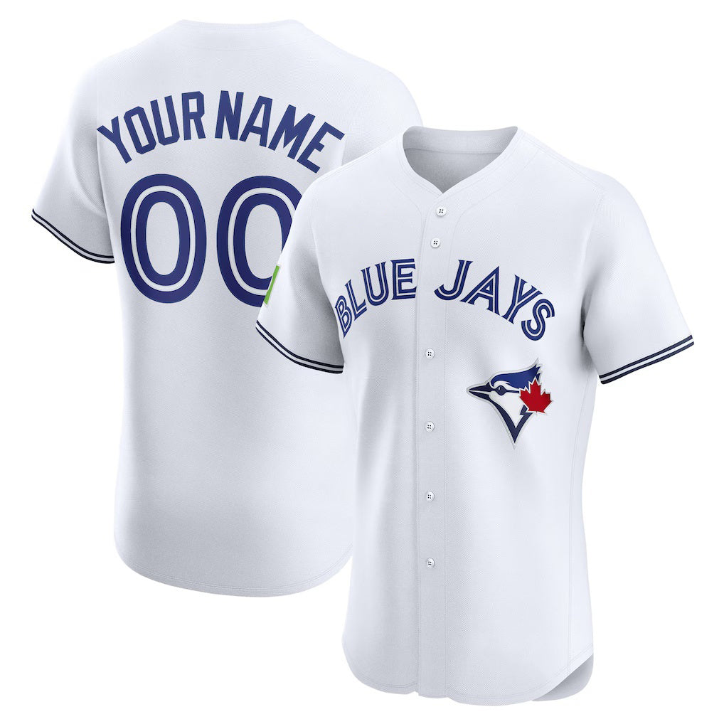 Custom Toronto Blue Jays White Fotopoulosg Home Elite Sponsor Patch Jersey