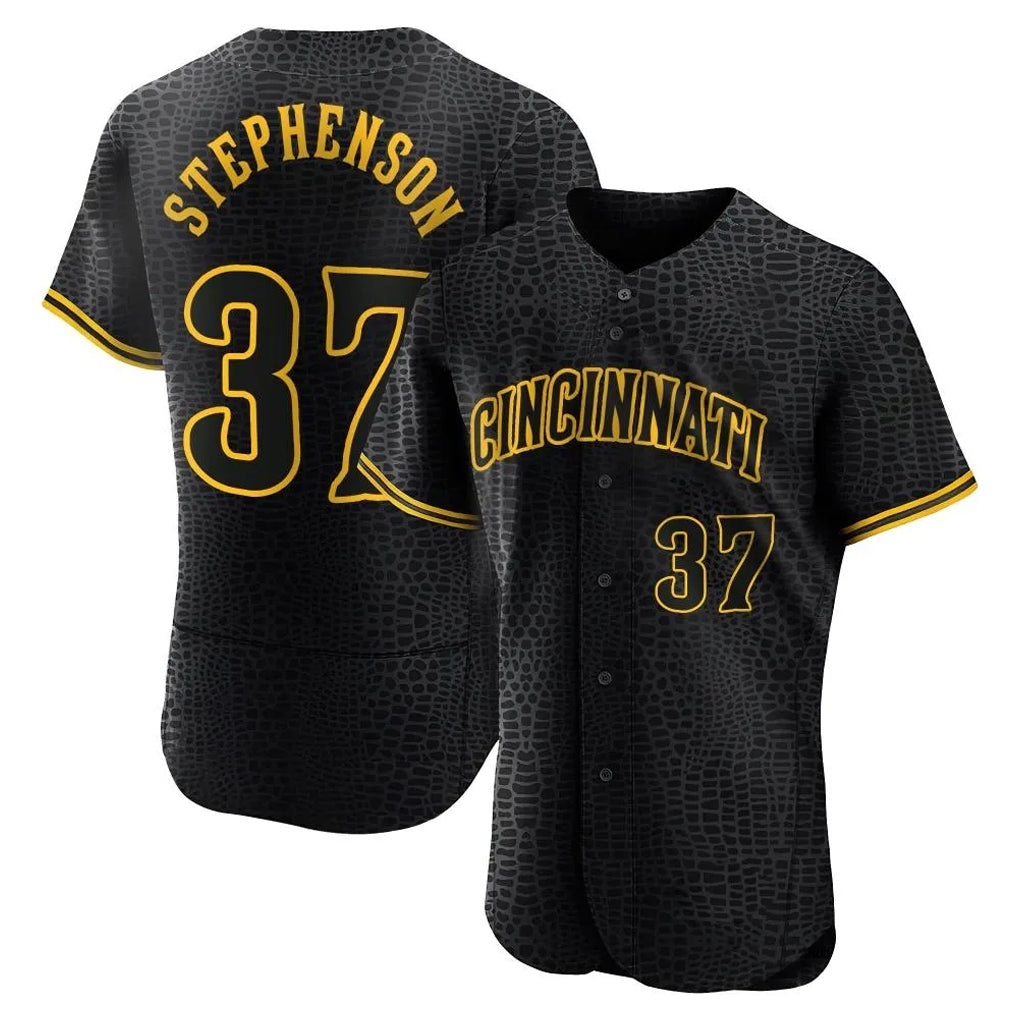 Cincinnati Reds #37 Tyler Stephenson Player Black Fotopoulosg Snake Skin City Limited Elite Home Stitched Jerseys