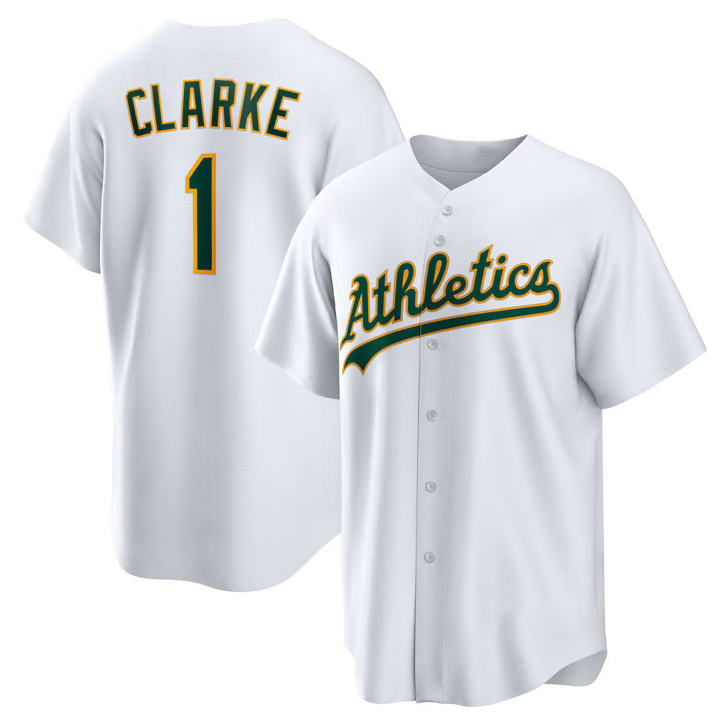 Oakland Athletics #1 Denzel Clarke White Fotopoulosg Home Replica Jersey