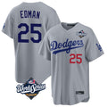 Los Angeles Dodgers #25 Tommy Edman Player Gray Fotopoulosg World Series Game Home Stitched Jerseys