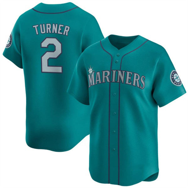 Seattle Mariners #2 Justin Turner Aqua Fotopoulosg Alternate Limited Stitched jersey