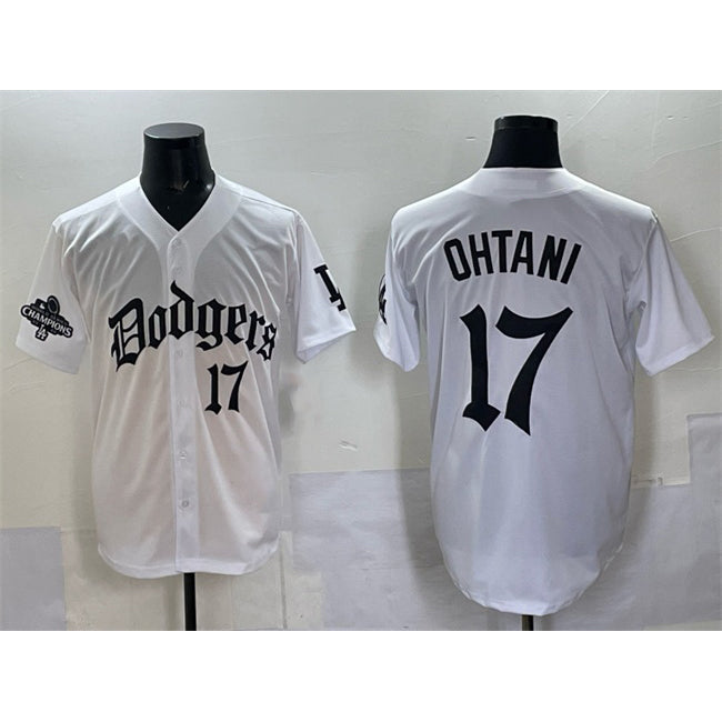 Los Angeles Dodgers #17 Shohei Ohtani White Fotopoulosg 2025 LA Gothic Style With 2024 World Series Champions Patch Vapor Premier Limited Stitched Jersey