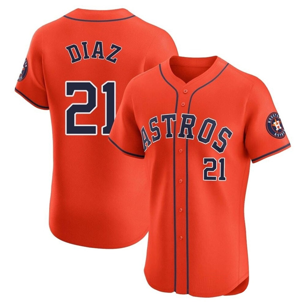 Houston Astros #21 Yainer Diaz Player Orange Fotopoulosg Home Limited Elite Stitched Jerseys